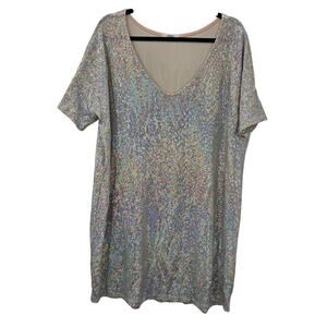 Cherish Dress Silver Sequin T-Shirt Large